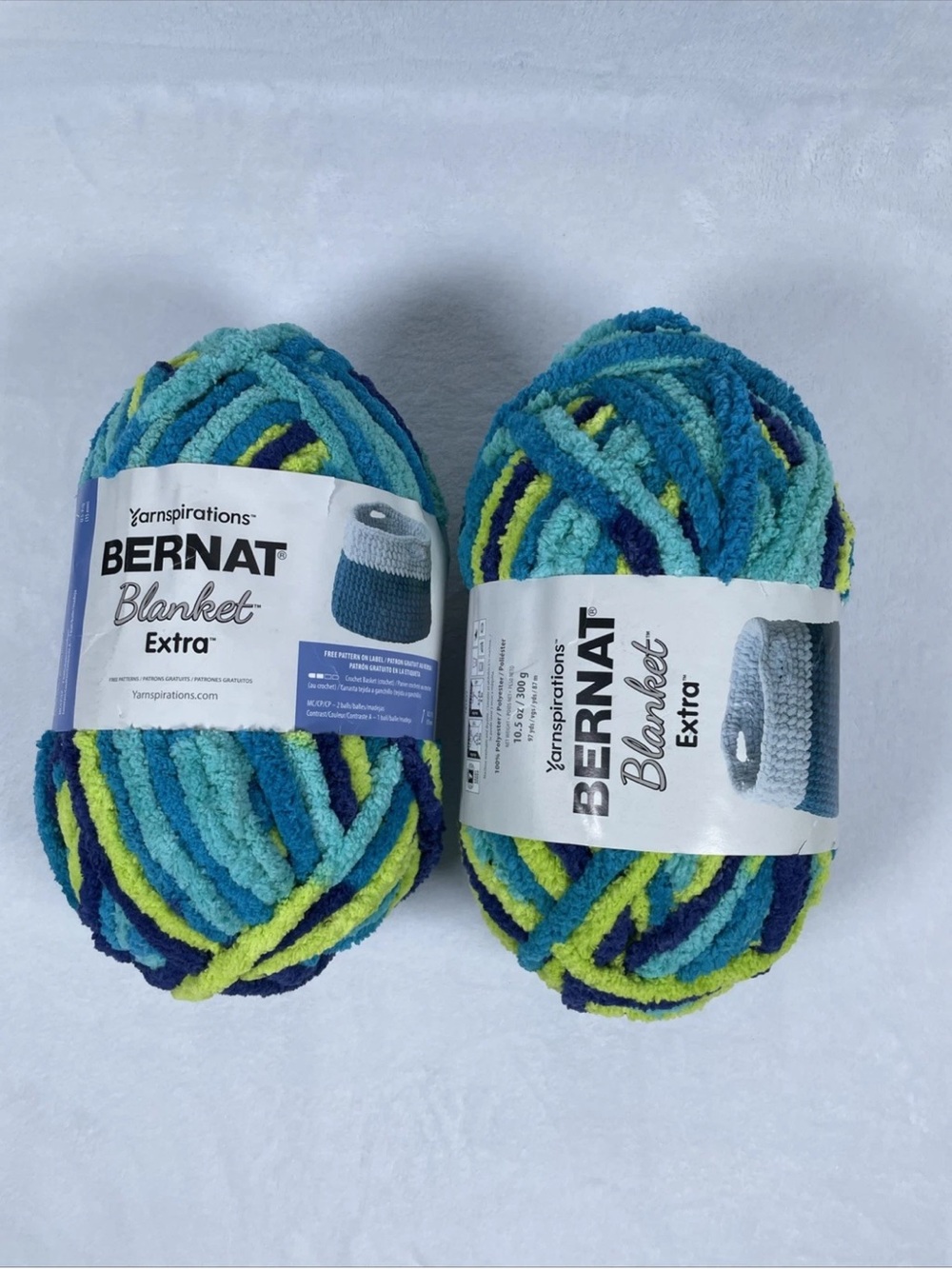 LOT OF 2 Skeins Yarnspirations Bernat Blanket Extra SEASIDE BRIGHTS Yarn 97 Yds